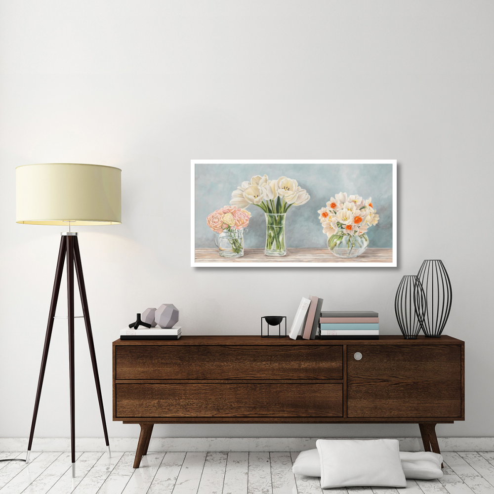 Fleurs et Vases Aquamarine-Paper Art-50&quotx26"