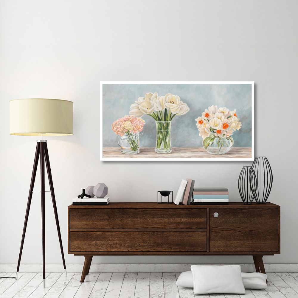 Fleurs et Vases Aquamarine-Paper Art-62&quotx32"