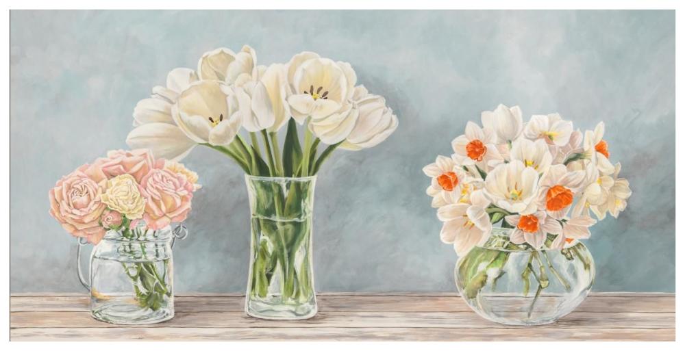 Fleurs et Vases Aquamarine-Paper Art-74"x38"