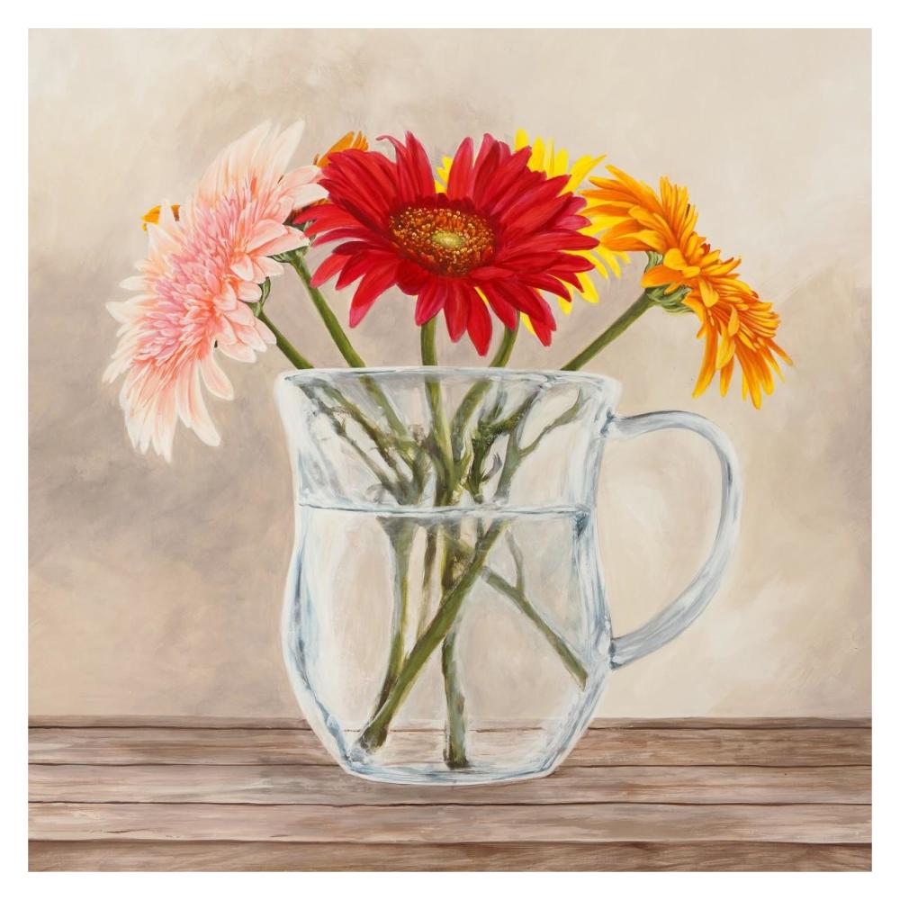 Fleurs et Vases Jaune I-Paper Art-32"x32"