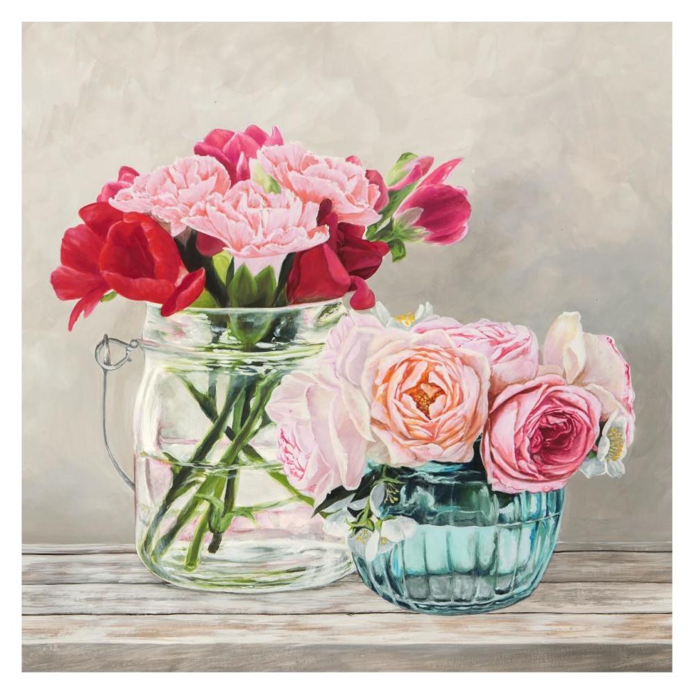 Fleurs et Vases Blanc I-Paper Art-32"x32"