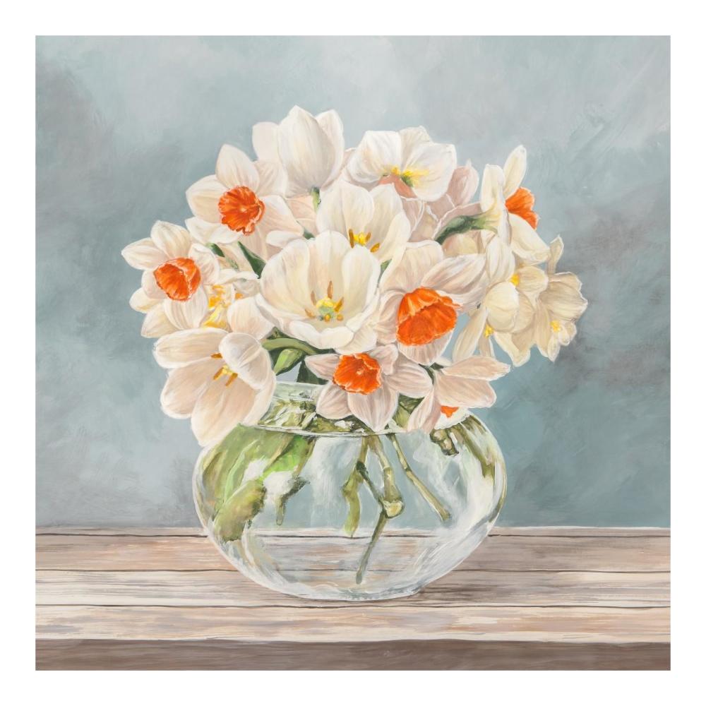 Fleurs et Vases Aquamarine II-Paper Art-20"x20"