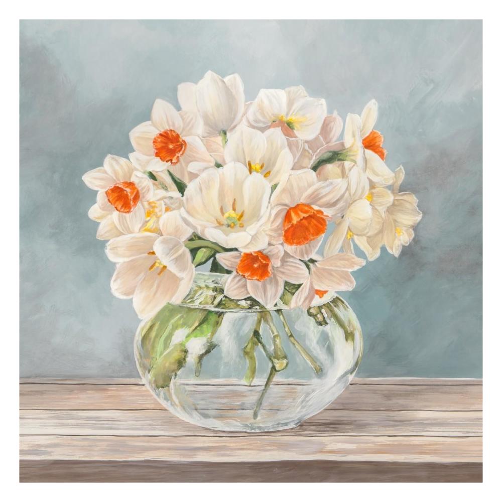 Fleurs et Vases Aquamarine II-Paper Art-26"x26"