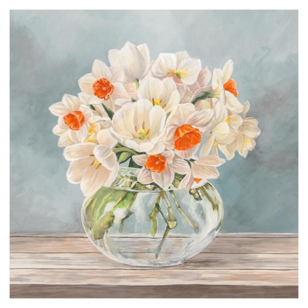 Fleurs et Vases Aquamarine II-Paper Art-32"x32"