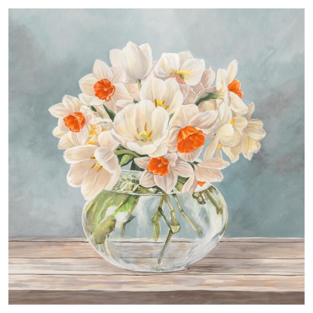 Fleurs et Vases Aquamarine II-Paper Art-38"x38"