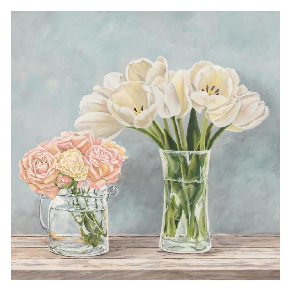 Fleurs et Vases Aquamarine I-Paper Art-26"x26"