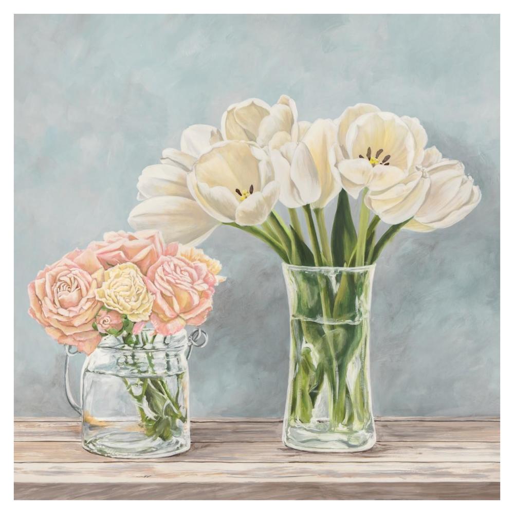 Fleurs et Vases Aquamarine I-Paper Art-38"x38"