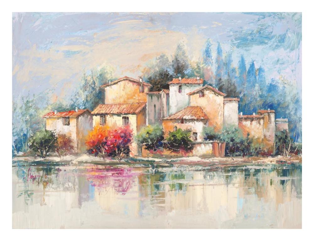 Borgo sul lago-Paper Art-26"x20"