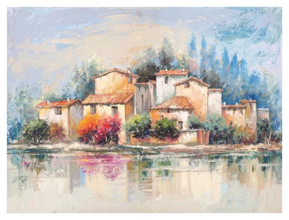 Borgo sul lago-Paper Art-42"x32"