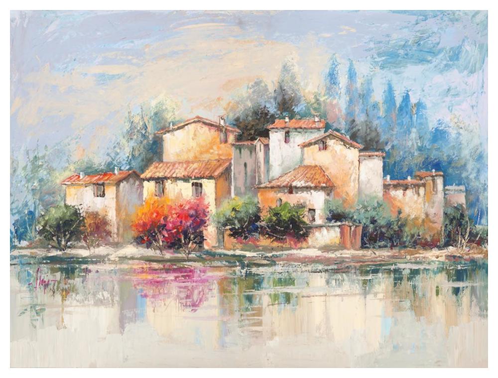 Borgo sul lago-Paper Art-50"x38"