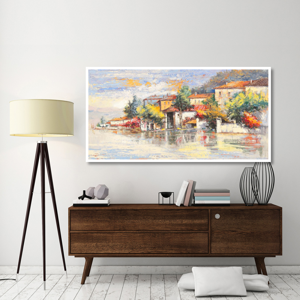Paese sul lago-Paper Art-74&quotx38"