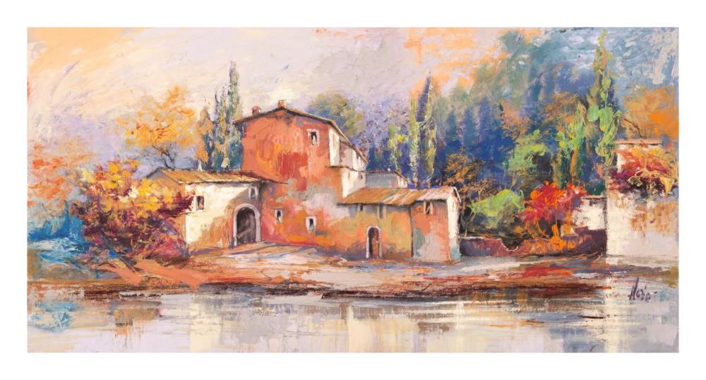 Case sul lago-Paper Art-26"x14"