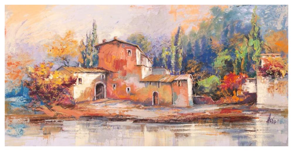 Case sul lago-Paper Art-62"x32"