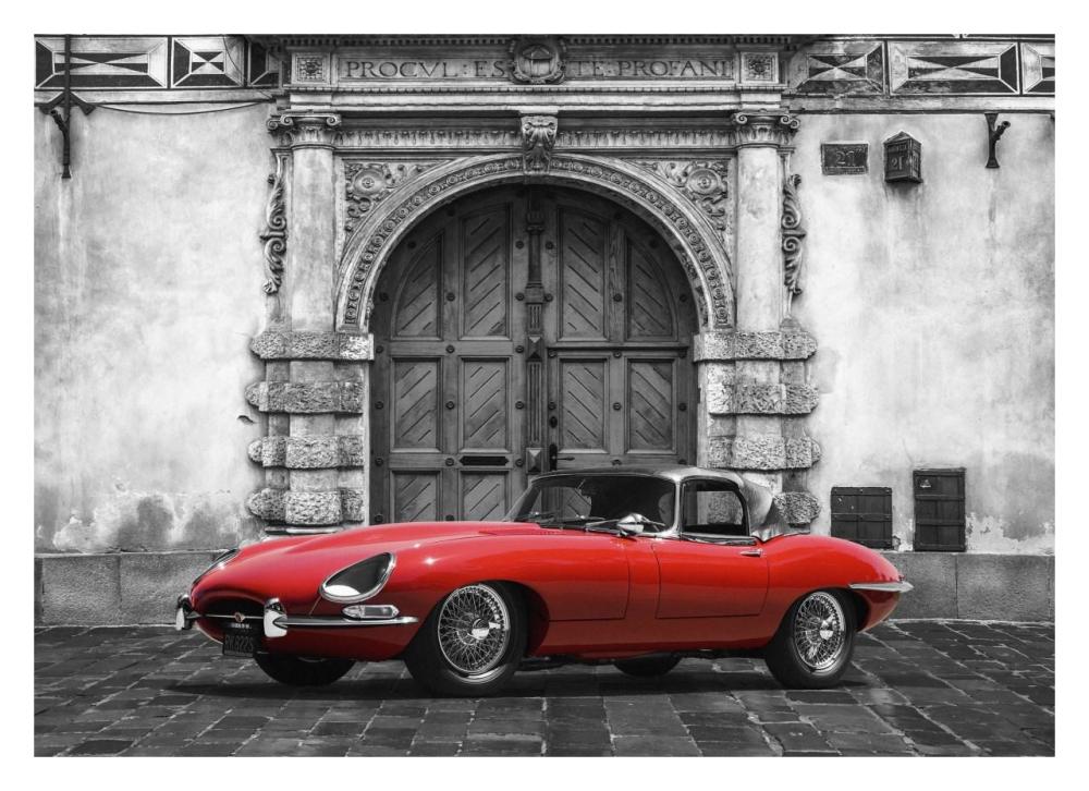 Roadster in front of Classic Palace-Paper Art-32"x23"