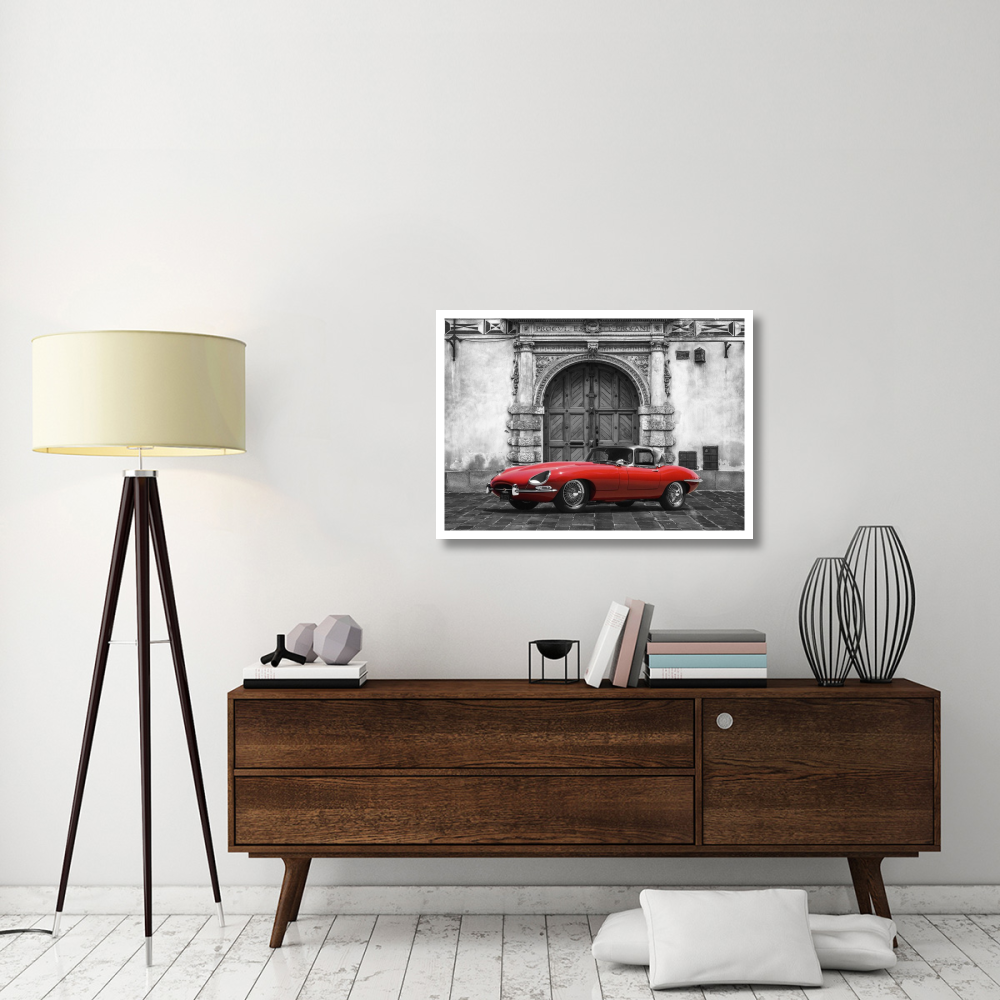 Roadster in front of Classic Palace-Paper Art-38&quotx28"