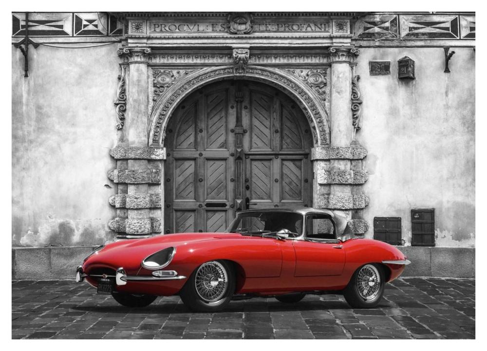 Roadster in front of Classic Palace-Paper Art-42"x30"