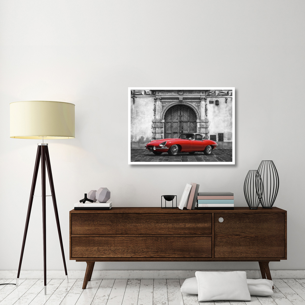 Roadster in front of Classic Palace-Paper Art-42&quotx30"