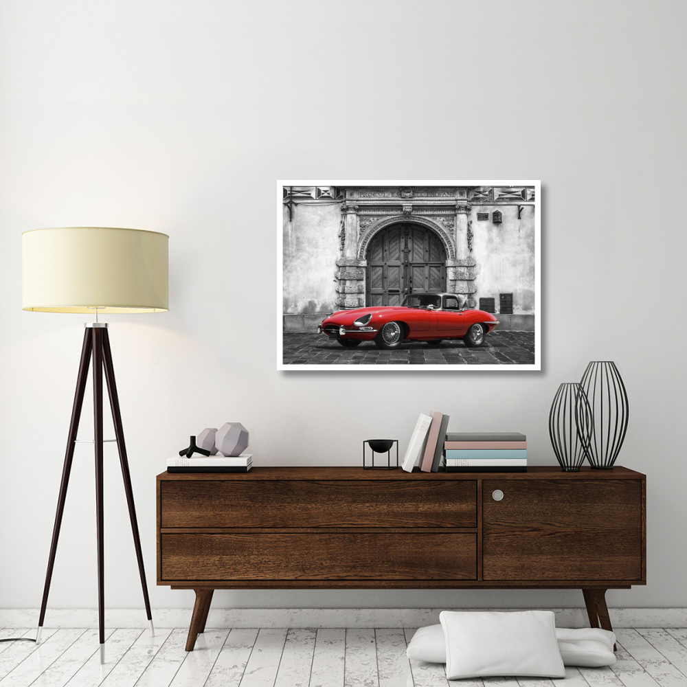 Roadster in front of Classic Palace-Paper Art-46&quotx33"
