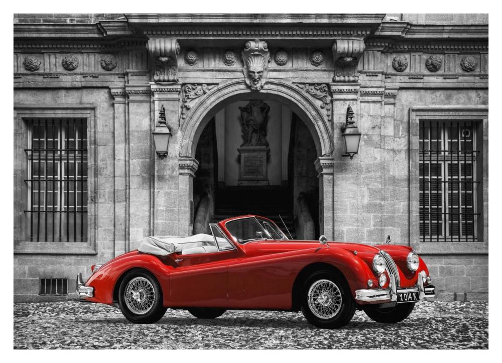 Luxury Car in front of Classic Palace-Paper Art-38"x28"