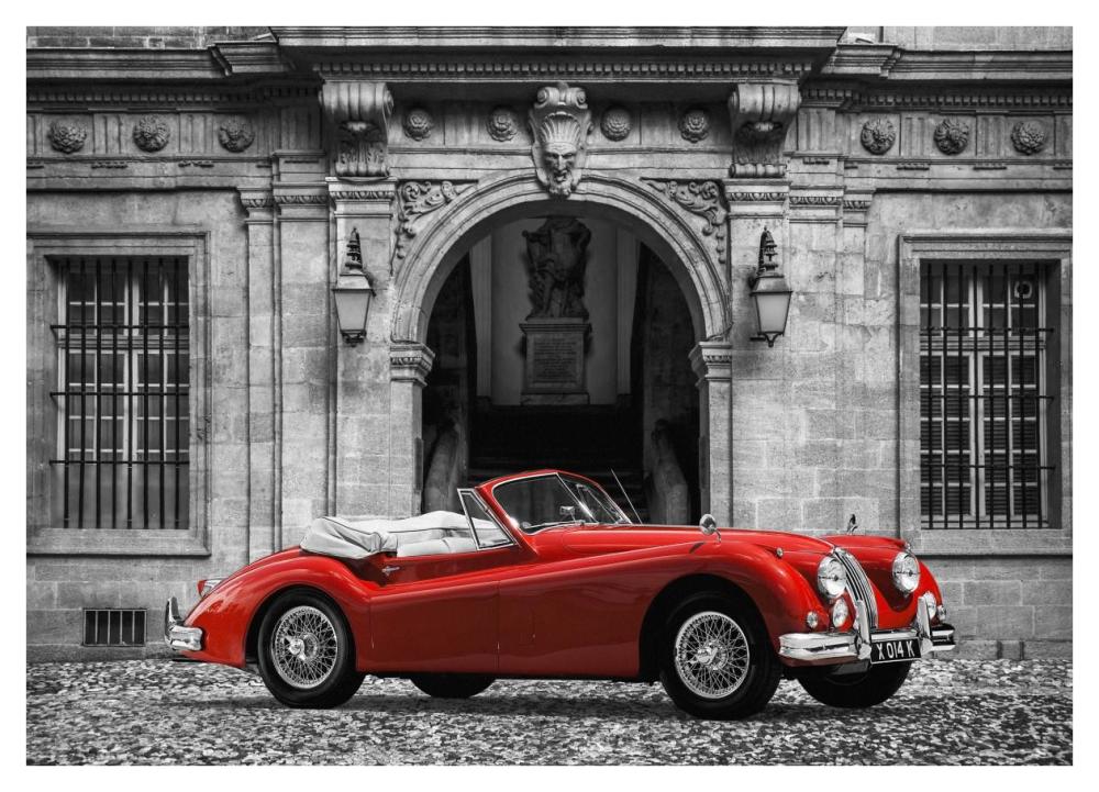 Luxury Car in front of Classic Palace-Paper Art-42"x30"