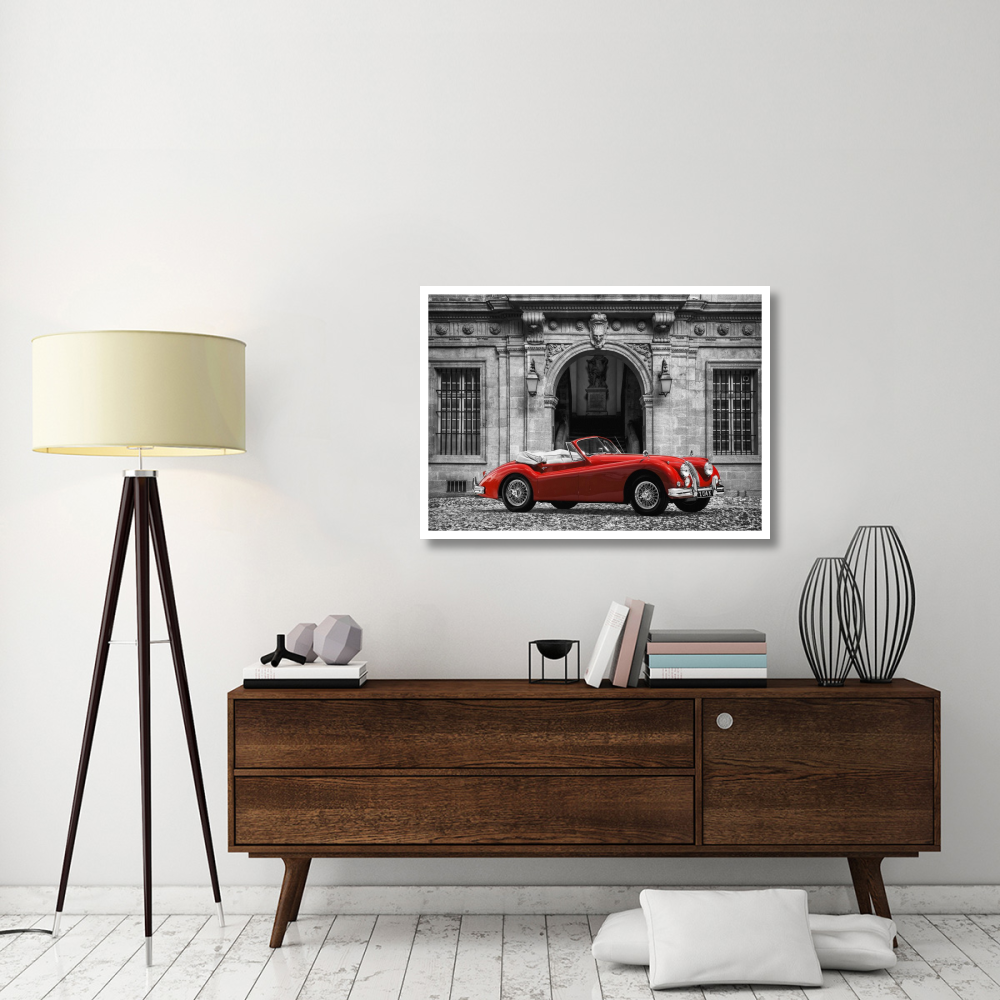 Luxury Car in front of Classic Palace-Paper Art-42&quotx30"
