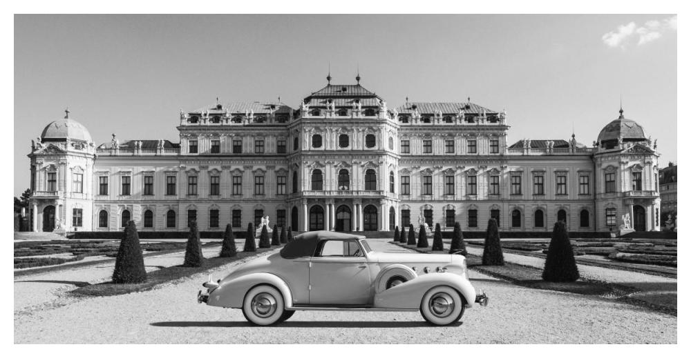 At Belvedere Palace, Vienna-Paper Art-50"x26"