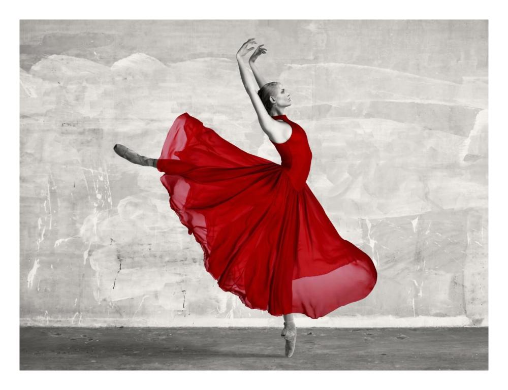 Ballerina in Red-Paper Art-26"x20"