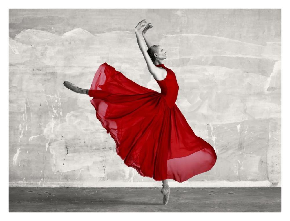 Ballerina in Red-Paper Art-34"x26"