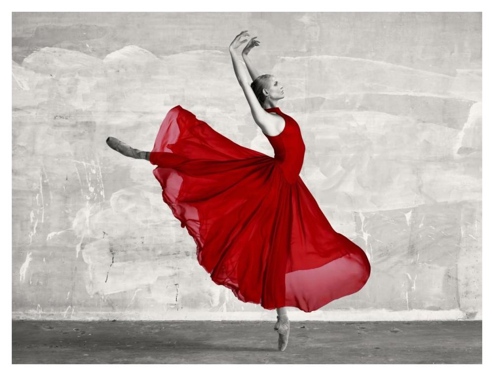 Ballerina in Red-Paper Art-42"x32"