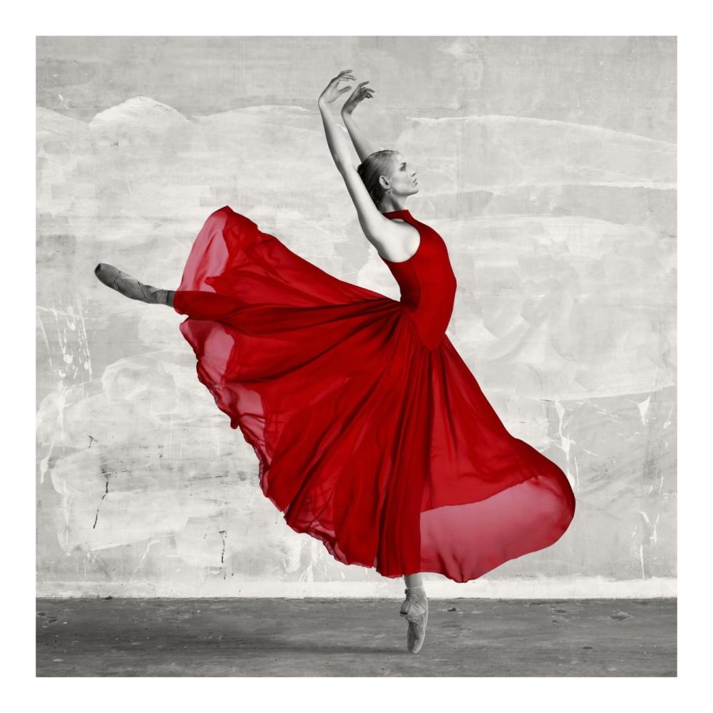 Ballerina in Red (detail)-Paper Art-20"x20"