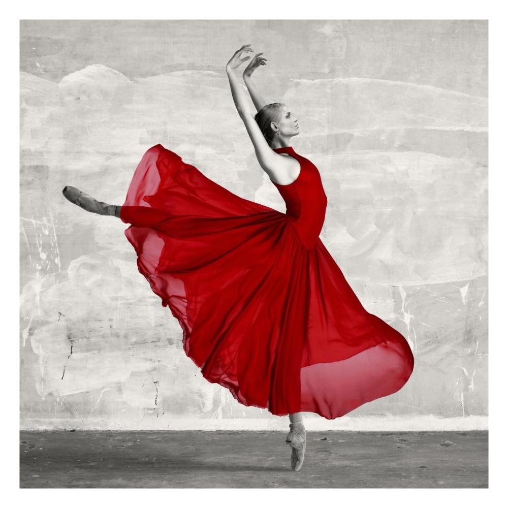 Ballerina in Red (detail)-Paper Art-26"x26"