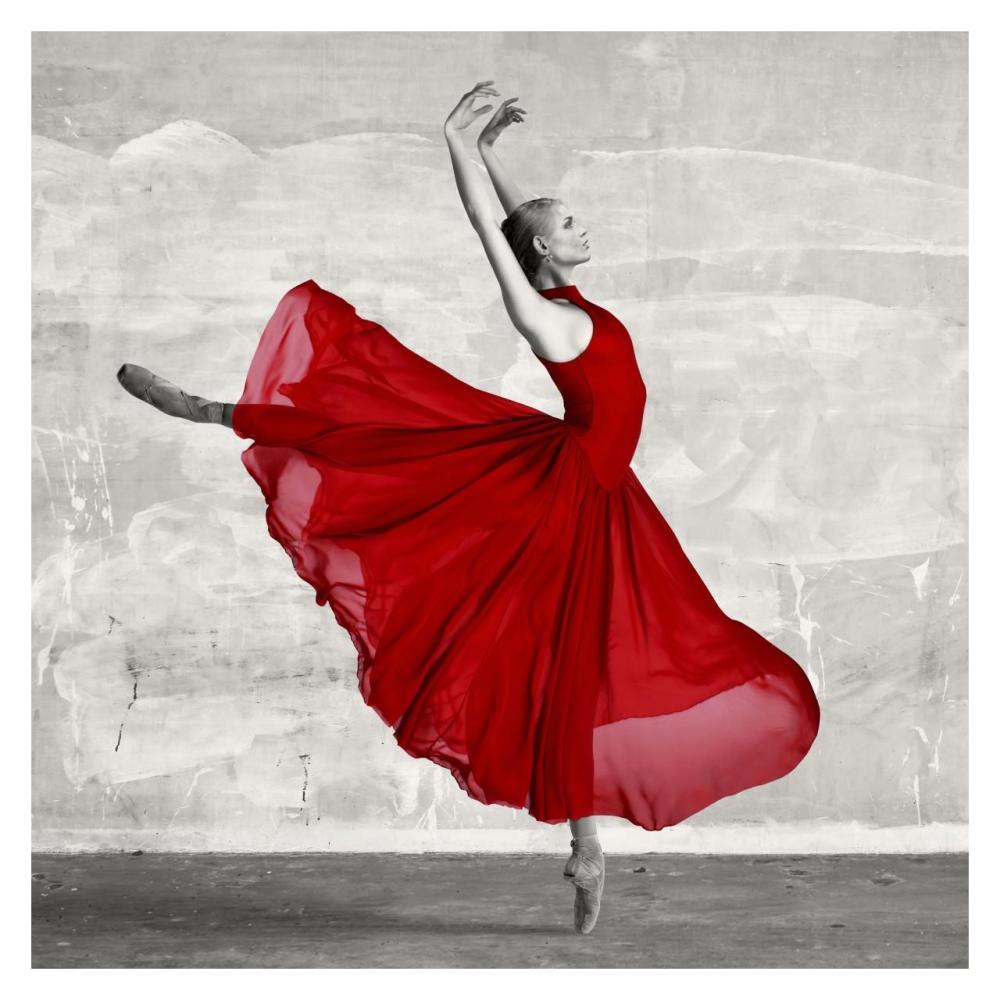 Ballerina in Red (detail)-Paper Art-32"x32"