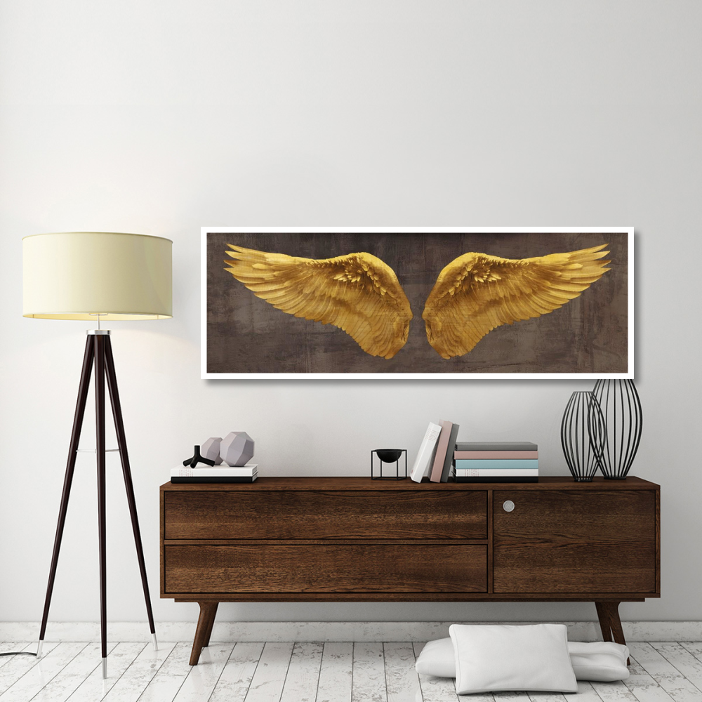 Angel Wings (Gold I)-Paper Art-74&quotx26"