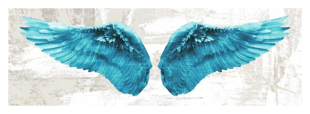 Angel Wings (Aqua)-Paper Art-38"x14"