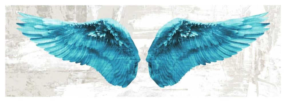 Angel Wings (Aqua)-Paper Art-56"x20"