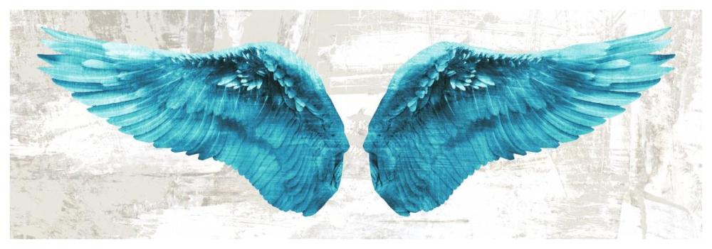 Angel Wings (Aqua)-Paper Art-74"x26"