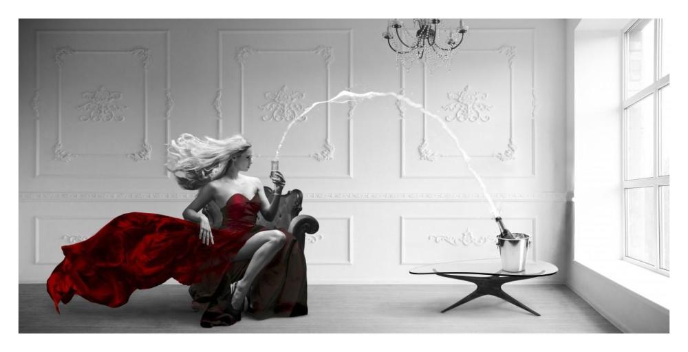 Champagne Zoom-Paper Art-38"x20"