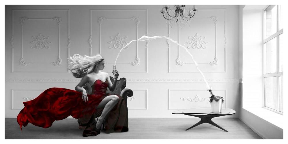 Champagne Zoom-Paper Art-62"x32"