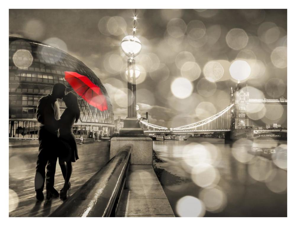 Kissing in London (detail, BW)-Paper Art-34"x26"