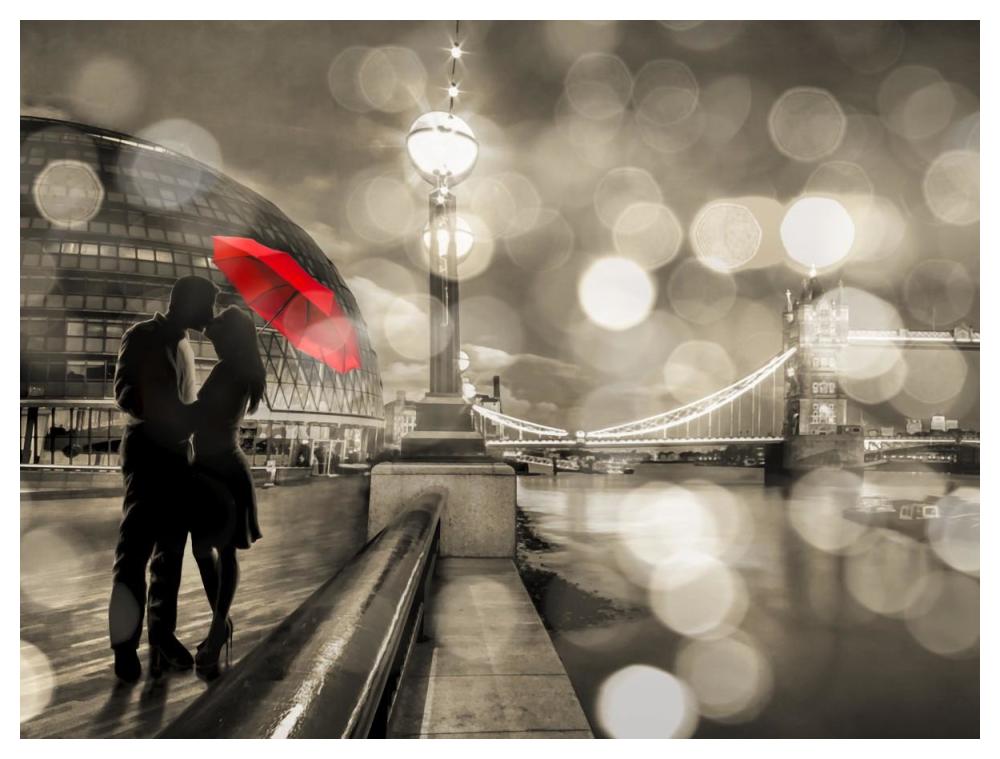Kissing in London (detail, BW)-Paper Art-50"x38"