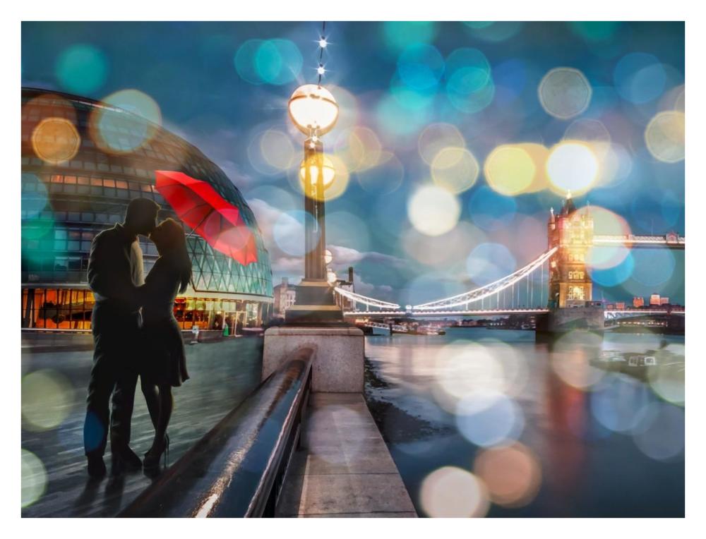 Kissing in London (detail)-Paper Art-34"x26"