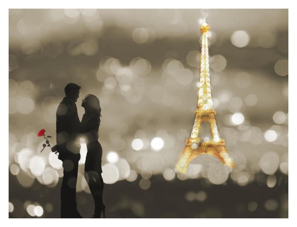 A Date in Paris (BW)-Paper Art-18"x14"