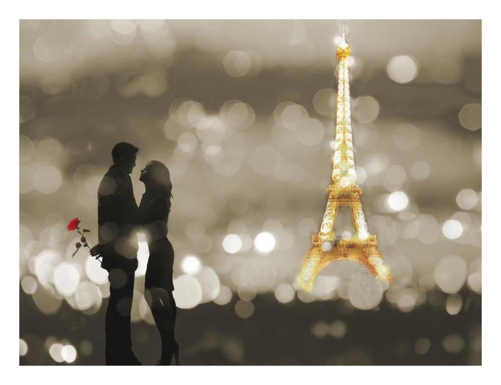 A Date in Paris (BW)-Paper Art-26"x20"