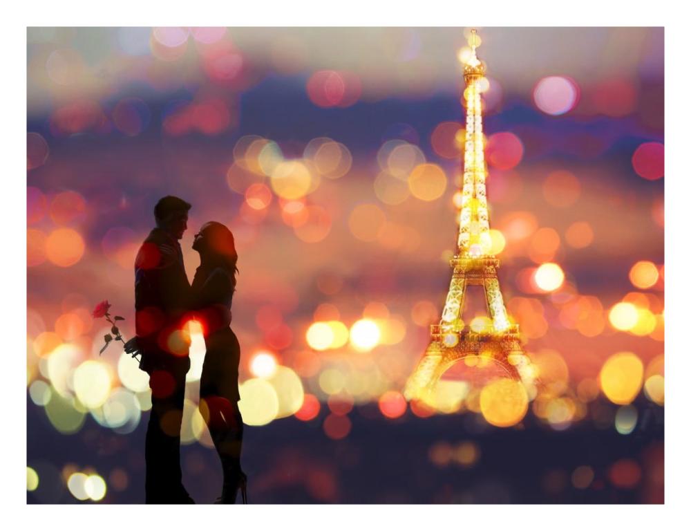 A Date in Paris-Paper Art-26"x20"