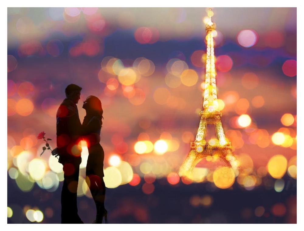 A Date in Paris-Paper Art-42"x32"