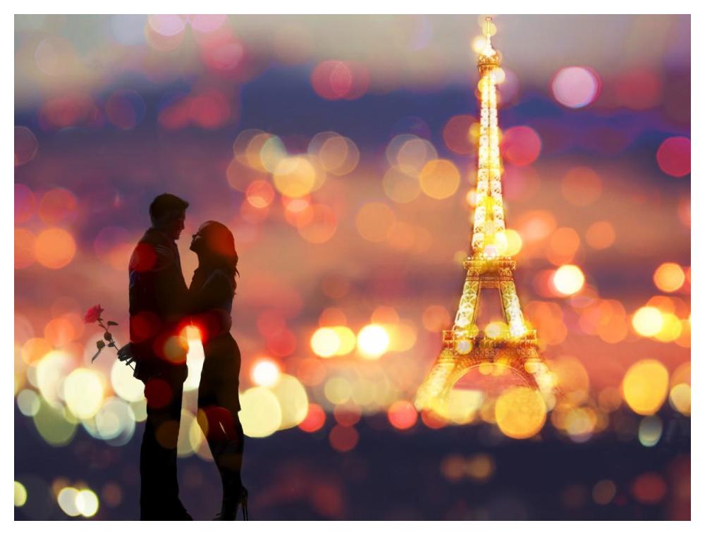 A Date in Paris-Paper Art-50"x38"