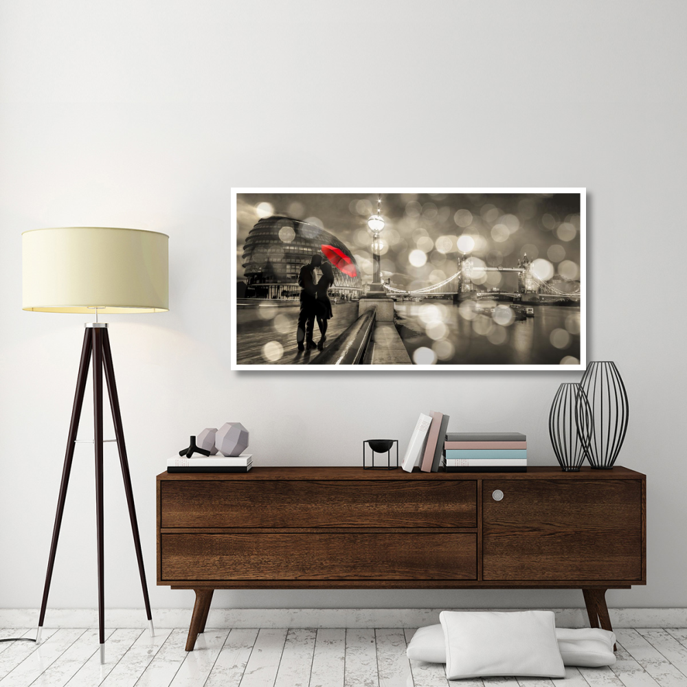 Kissing in London (BW)-Paper Art-62&quotx32"