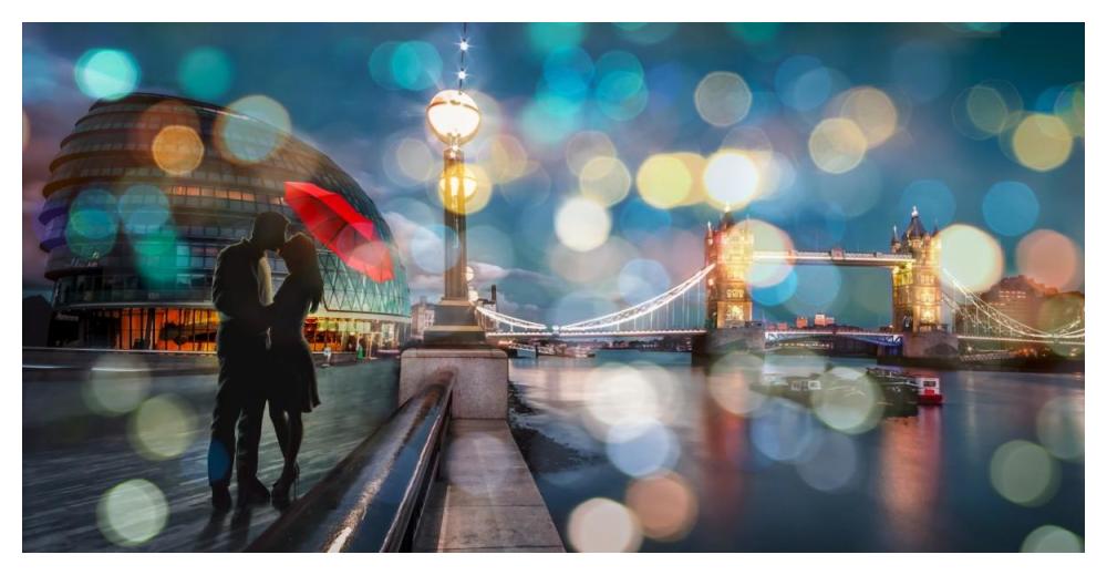 Kissing in London-Paper Art-50"x26"