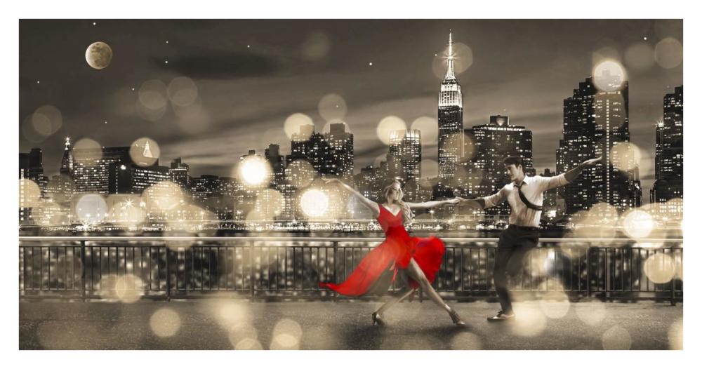 Dancin' in the Moonlight (BW)-Paper Art-38"x20"