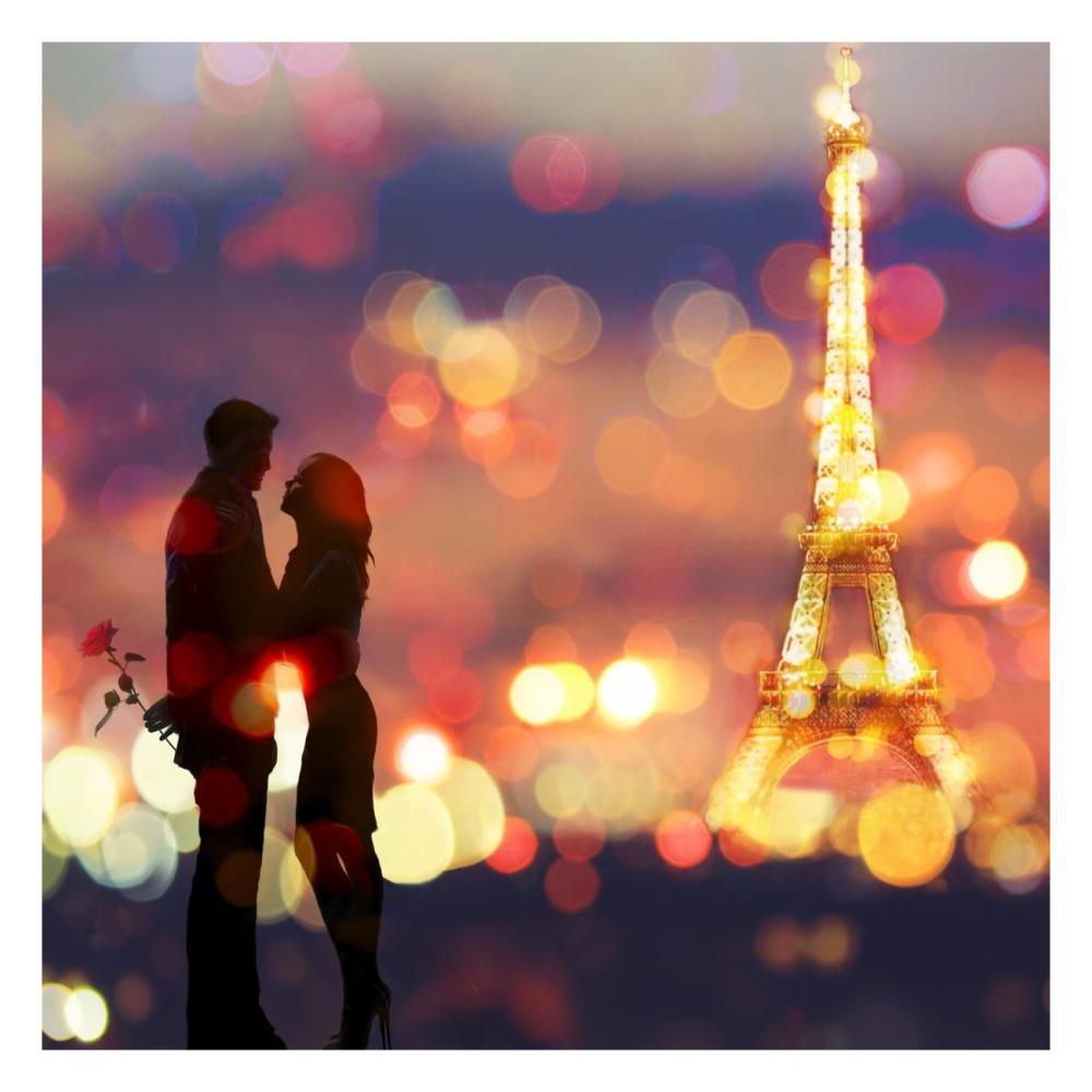 A Date in Paris (detail)-Paper Art-26"x26"
